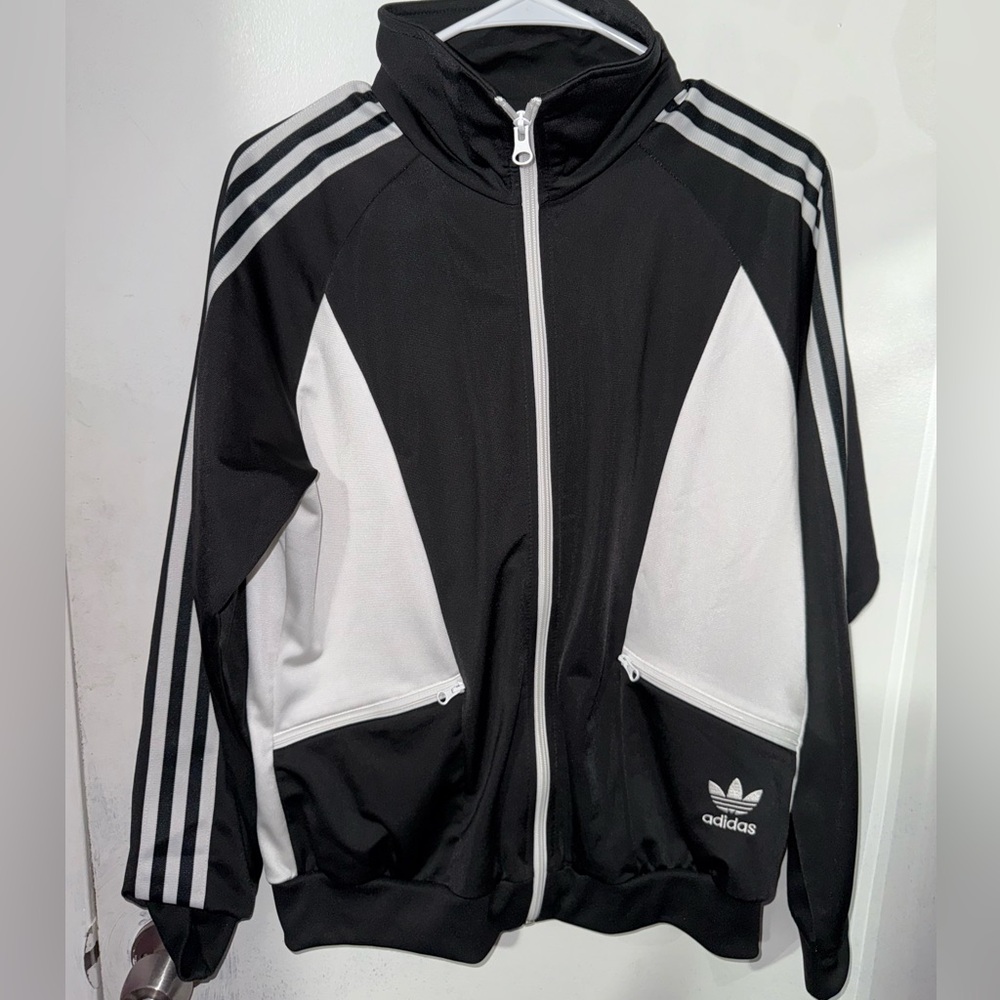 Womens Adidas Black and White Track Jacket
